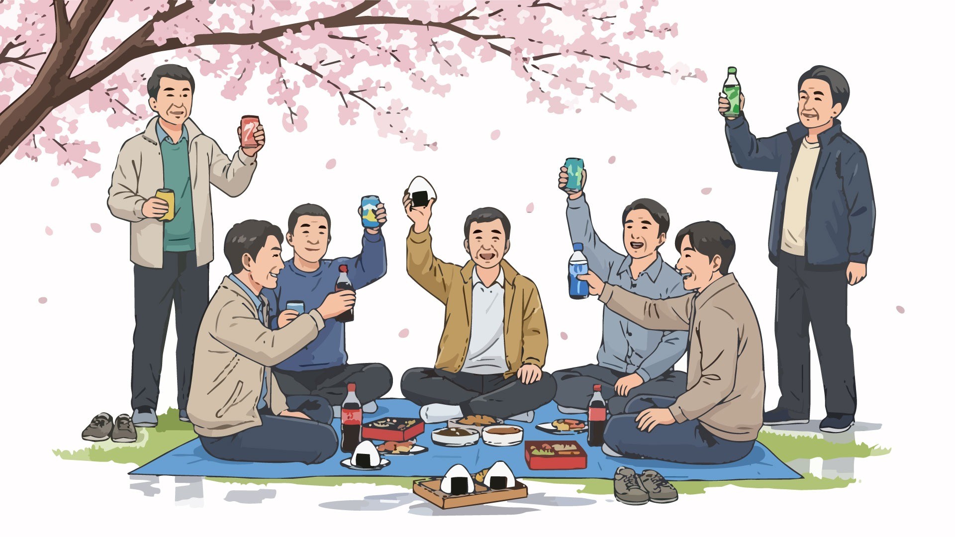 みのわマック、利用者と石神井川でお花見